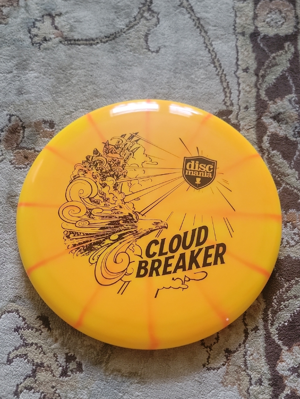 NEW Discmania Cloud Breaker Foil Link Putter Disc Yellow w/ Orange Rays 176G
